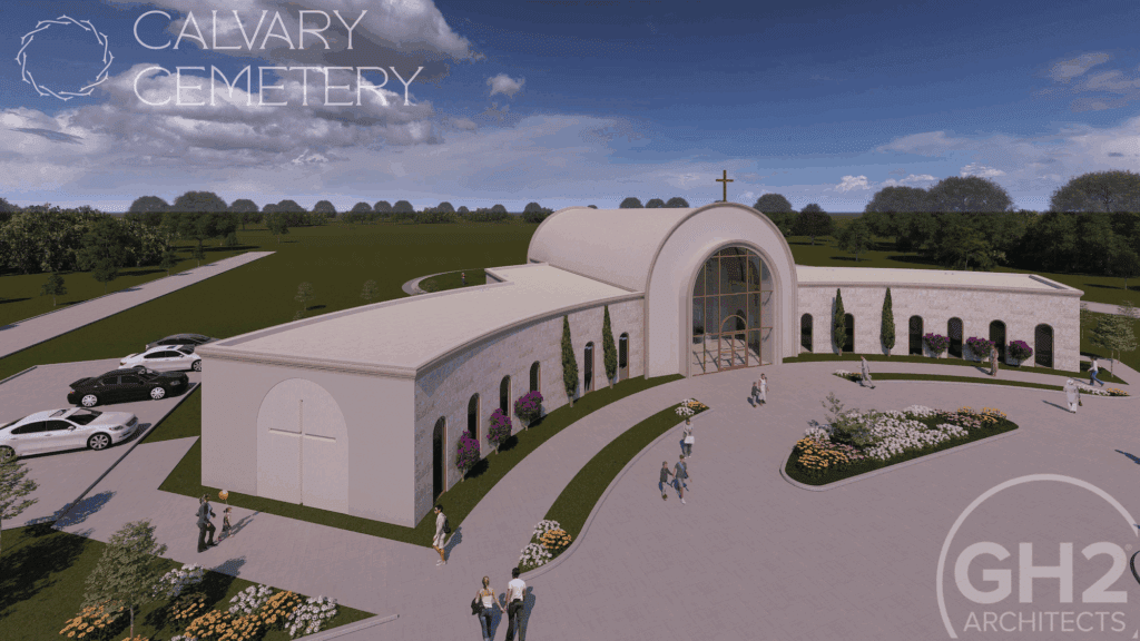 Calvary Cemetery - Building and Parking Lot